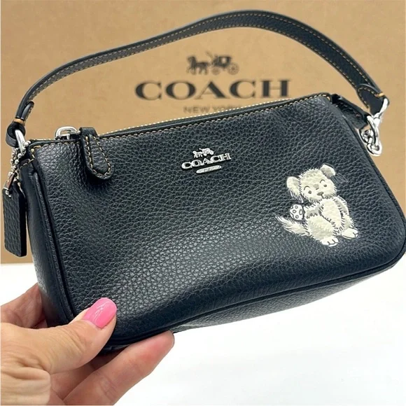 Coach Nolita 19 With Happy Dog Black Leather Bag with Silver Hardware - Picture 9 of 16